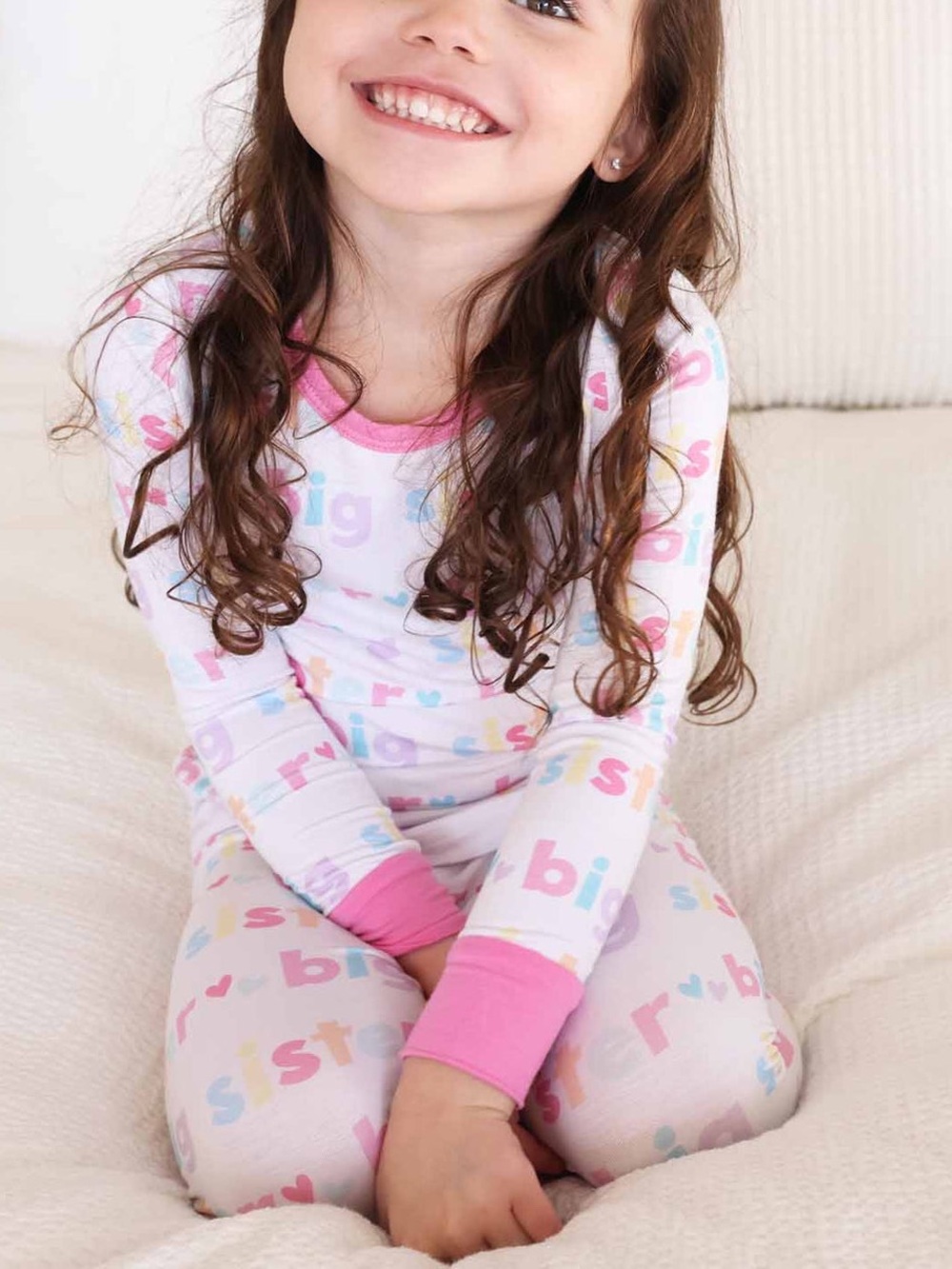 Caden Lane Size 3T Girls Big Sister Pajamas 2 Piece Bamboo